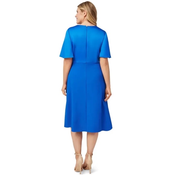 NWT Adrianna Papell Satin Crepe Flutter Dress - size 14W - Picture 2 of 8